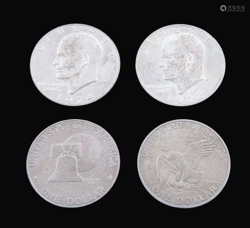 LOTE DE 4 DÓLARES DE PLATA ESTADOUNIDENSES, DE EISENHOWER Fo...