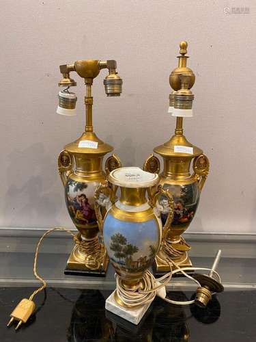 Lot de porcelaine XIXème : paire de vases en porcelaine de P...