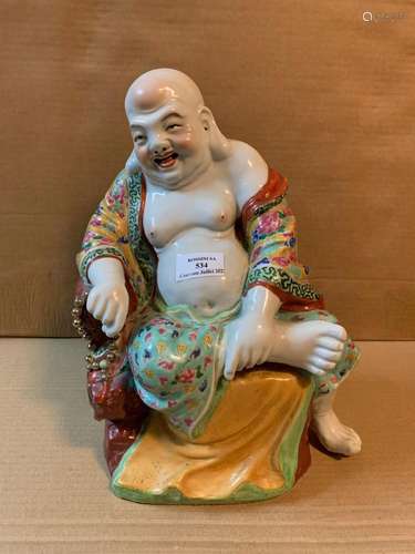 CHINE Moderne  <br />
Important Bouddha riant en porcelaine ...