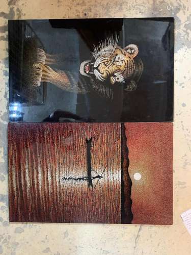 2 Laques moderne paysage et tigre 80 x 50 cm<br />
On y join...