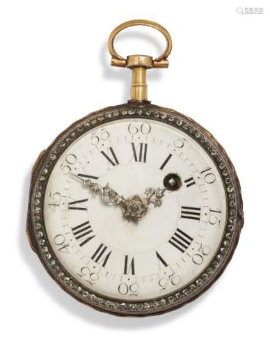 A Continental gilt-metal mounted silver verge watch, c.1780,...
