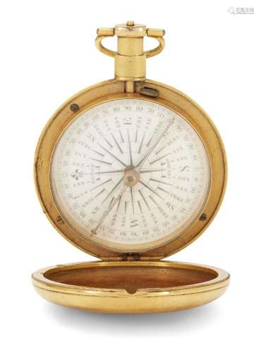 A Regency gilt brass pocket compass, by Berge, London, c.182...
