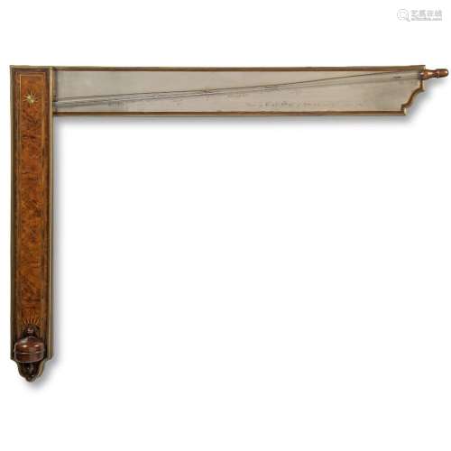 A George II brass-mounted walnut angle barometer, by Charles...