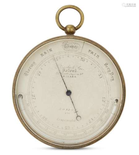 A Victorian brass aneroid barometer, by T. Cooke & Sons,...
