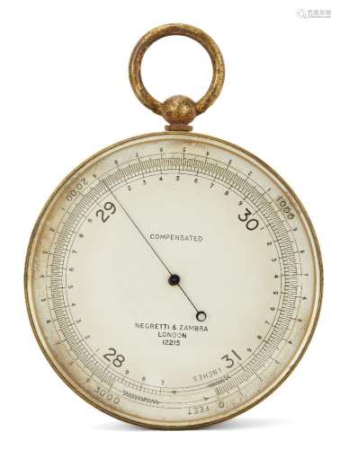 A Victorian brass cased compensated aneroid barometer, by Ne...