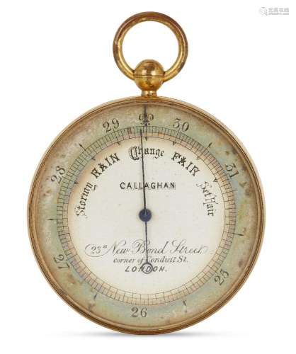 A Victorian gilt-brass aneroid barometer, by William Callagh...