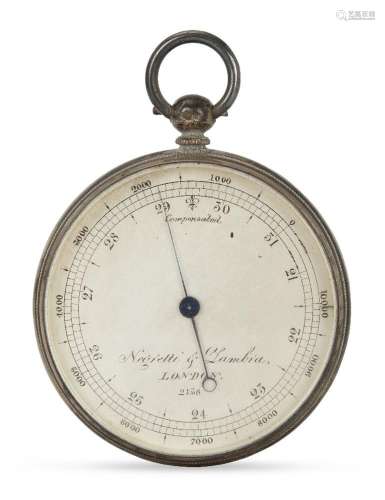 A Victorian silver cased aneroid pocket barometer, by Negret...