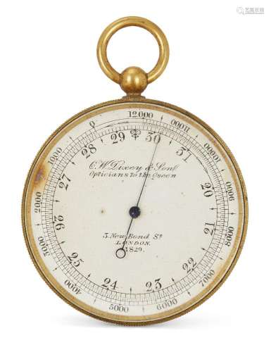 A brass cased aneroid pocket barometer, by C.W. Dixey & ...
