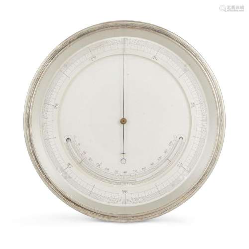 A silver plated ship’s aneroid barometer, designed by Captai...