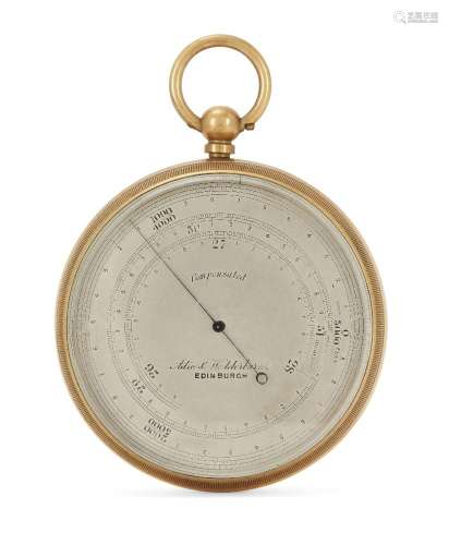 A late Victorian brass aneroid barometer, by Adie & Wedd...