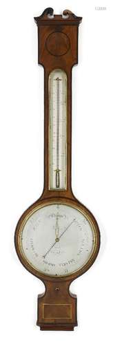 A George III mahogany combination wheel barometer/thermomete...