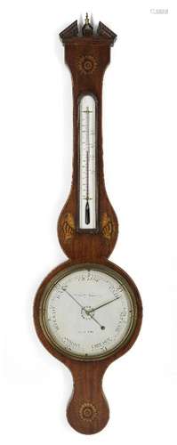 A Regency mahogany combination wheel barometer/thermometer, ...