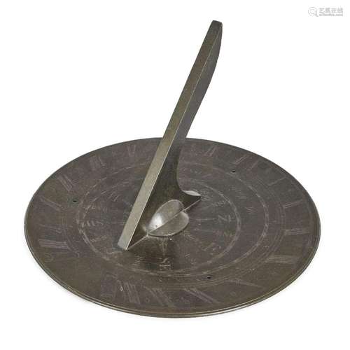 A George III bronze 14 inch sundial plate, by Benjamin Marti...