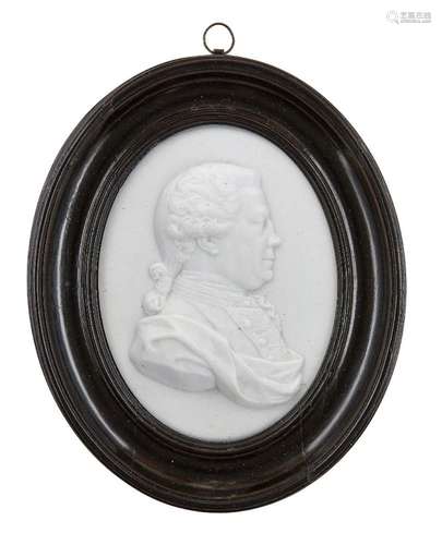 British School, a white paste portrait relief of a gentleman...