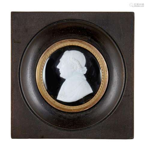 British School, a white paste portrait relief of a clergyman...