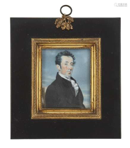 A Regency portrait miniature of a gentlemen, early 19th cent...