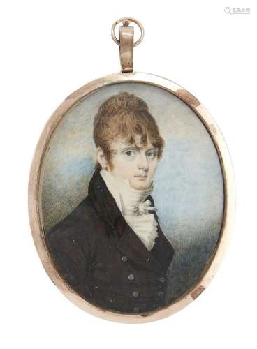 British School, three Regency portrait miniatures of gentlem...