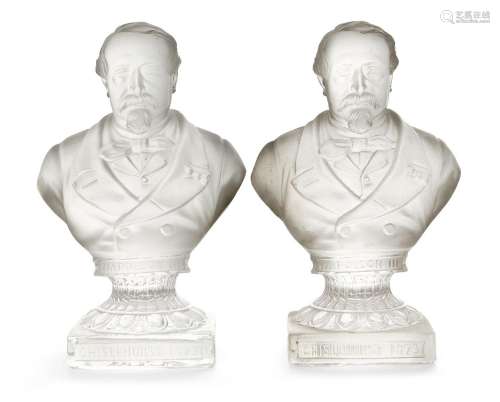 Two French moulded glass portrait busts of Napoleon III, by ...