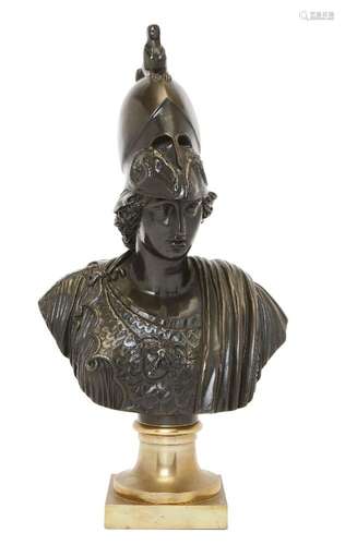 A French bronze bust of Minerva, late 19th century, after th...