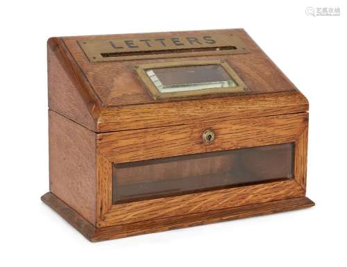 A Victorian brass-mounted oak letter box, by Maple & Co ...