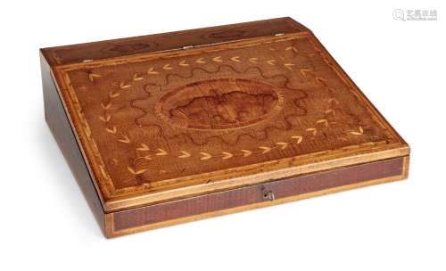 A Victorian marquetry lap desk, mid-19th century, the slope ...