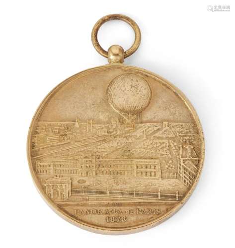 A French gilt-bronze souvenir medal of the "ascension d...