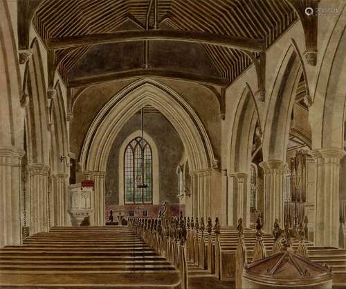 Joseph Seddon-Tyrer, British fl. 1866-1868- Church interior;...