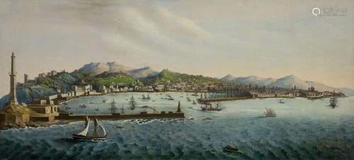 Panorama di Genova, a hand-coloured lithograph, mid-19th cen...