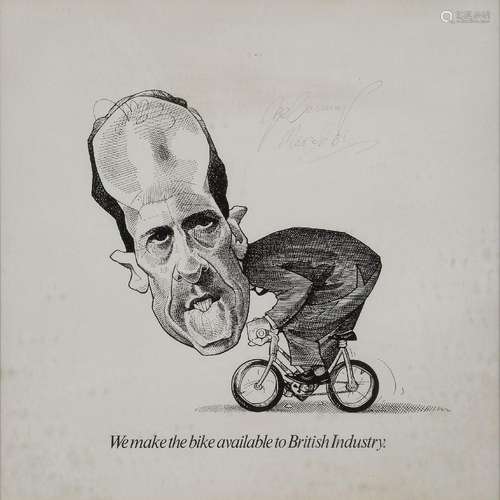 Joe Cummings, British, a caricature advertising drawing of N...