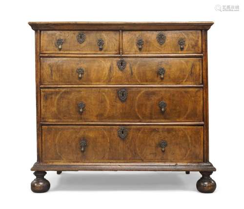 A William and Mary walnut chest, c.1700, the crossbanded rec...