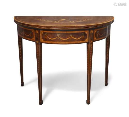 A George III mahogany and satinwood crossbanded marquetry in...