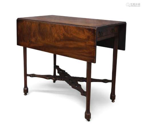 A George III mahogany Pembroke table, the rectangular drop-l...