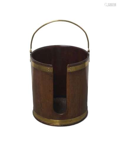 A George III mahogany and brass bound plate bucket, with bra...
