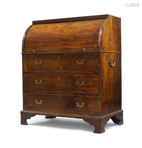 A Regency mahogany campaign cylinder bureau, early 19th cent...