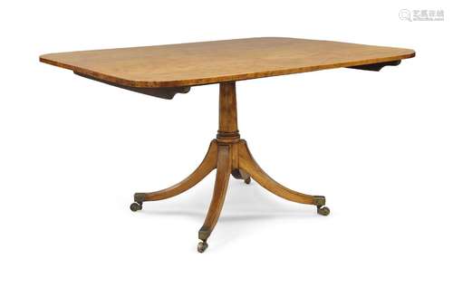 A Regency satinwood breakfast table, circa 1820, rounded rec...