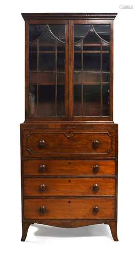 A Victorian mahogany secretaire bookcase, late 19th century,...