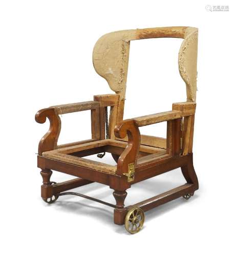 A Victorian mahogany wingback invalids chairs, by John Ward,...