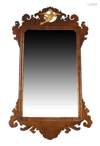 A George III mahogany fretwork mirror, late 18th century, th...