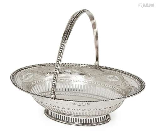 A small George III swing-handled silver basket