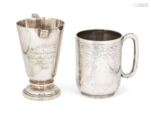 A silver Walker & Hall cream jug