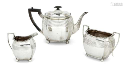 A matched Victorian silver three piece tea service