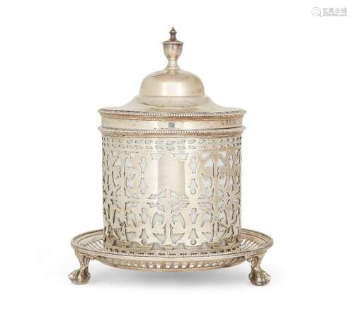 A Victorian silver mounted biscuit barrel