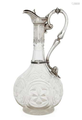 A Victorian silver mounted cut glass claret jug