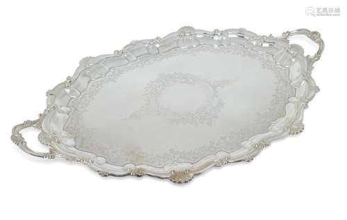 A late Victorian twin-handled silver tray