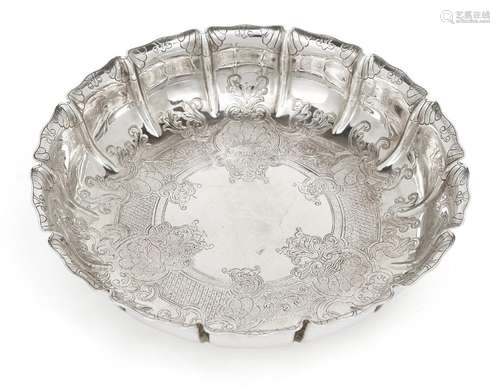 A silver strawberry dish