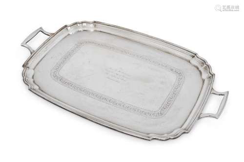 A George V twin handled silver tray