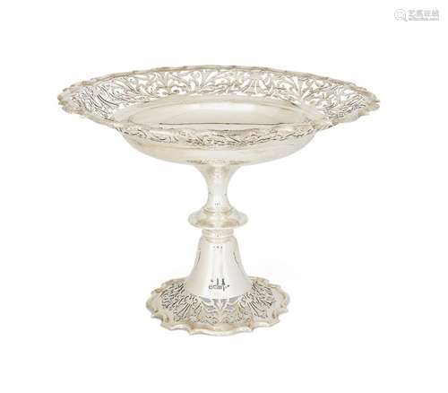 A pierced Edwardian silver tazza