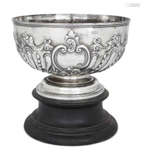 An Edwardian silver rose bowl on stand
