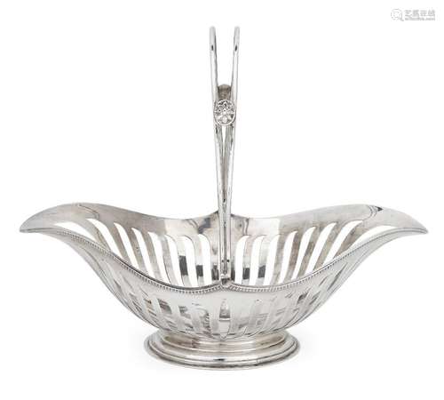 An Edwardian silver swing handled basket