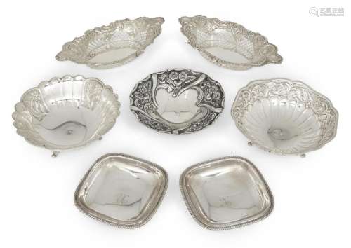 A group of silver comprising: a pair of Edwardian silver nav...